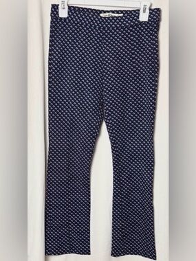 Tory Burch Sport Navy and White Patterned Flare Pants Size Small Petite